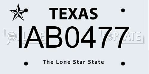 IAB0477 Texas License Plate