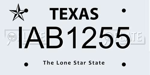 IAB1255 Texas License Plate