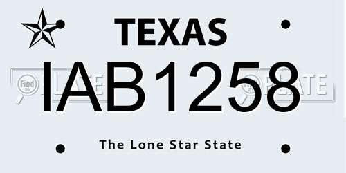 IAB1258 Texas License Plate