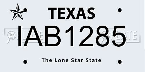 IAB1285 Texas License Plate