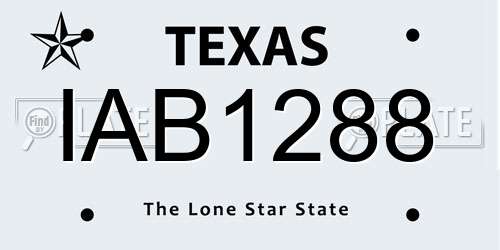 IAB1288 Texas License Plate