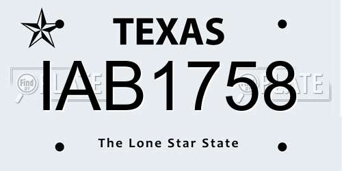 IAB1758 Texas License Plate