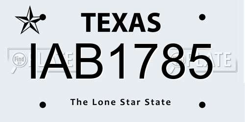IAB1785 Texas License Plate