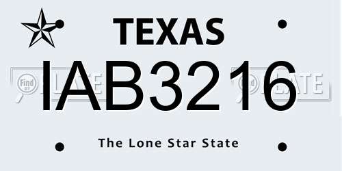 IAB3216 Texas License Plate