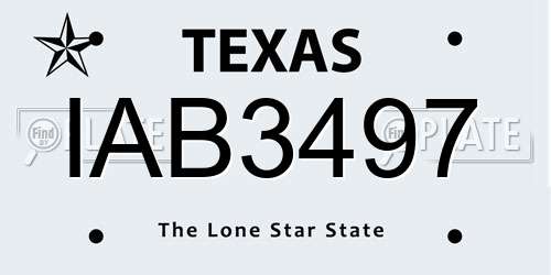 IAB3497 Texas License Plate