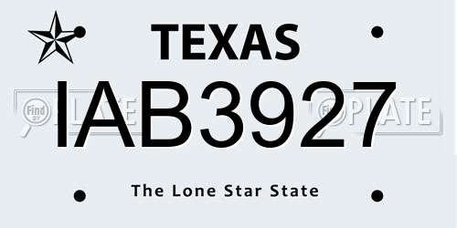 IAB3927 Texas License Plate