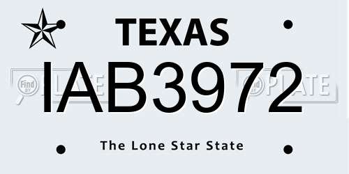 IAB3972 Texas License Plate