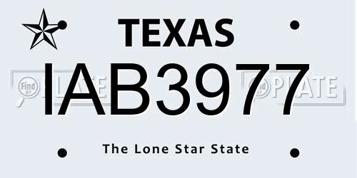 IAB3977 Texas License Plate