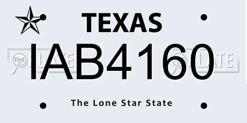 IAB4160 Texas License Plate