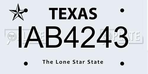 IAB4243 Texas License Plate