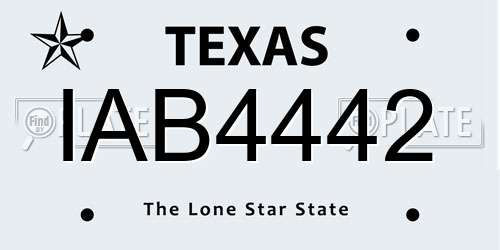 IAB4442 Texas License Plate