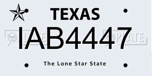 IAB4447 Texas License Plate
