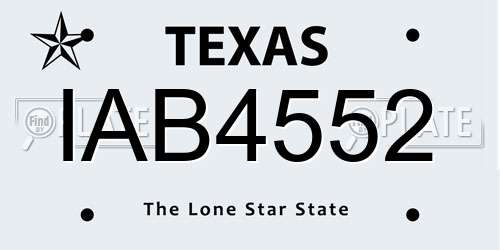 IAB4552 Texas License Plate