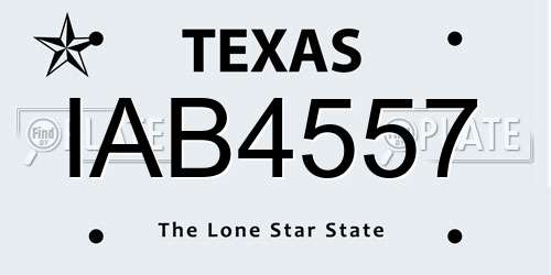 IAB4557 Texas License Plate