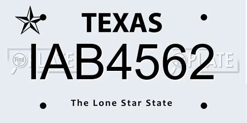 IAB4562 Texas License Plate