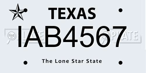 IAB4567 Texas License Plate