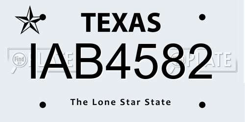IAB4582 Texas License Plate