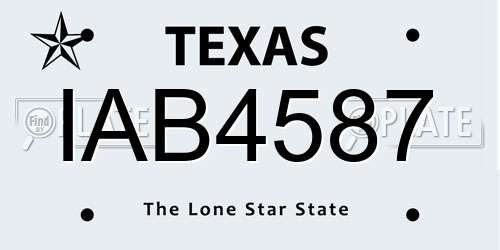 IAB4587 Texas License Plate
