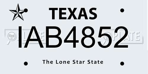 IAB4852 Texas License Plate