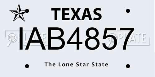 IAB4857 Texas License Plate