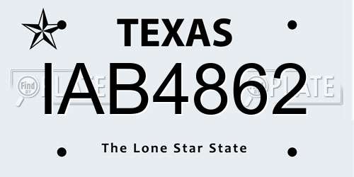 IAB4862 Texas License Plate