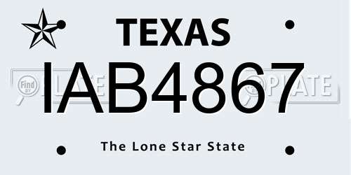 IAB4867 Texas License Plate