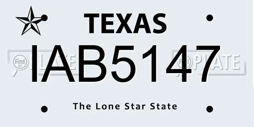 IAB5147 Texas License Plate