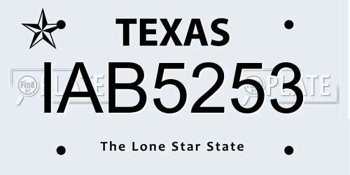IAB5253 Texas License Plate