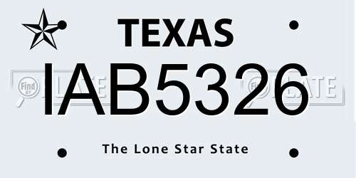 IAB5326 Texas License Plate