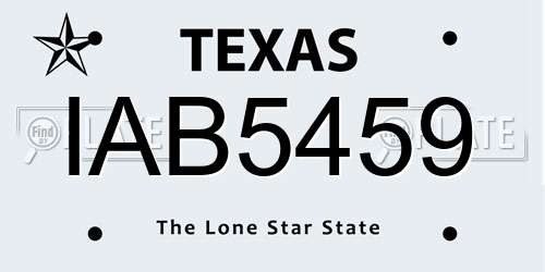 IAB5459 Texas License Plate