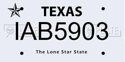 IAB5903 Texas License Plate