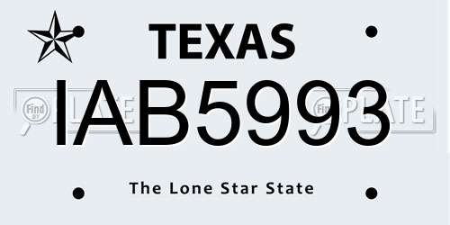 IAB5993 Texas License Plate