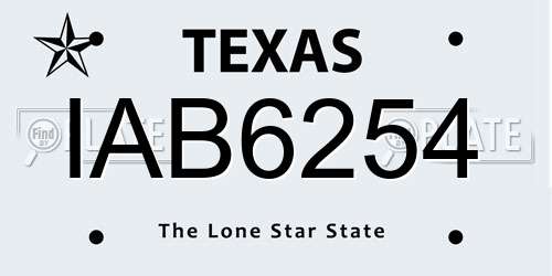 IAB6254 Texas License Plate