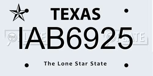 IAB6925 Texas License Plate