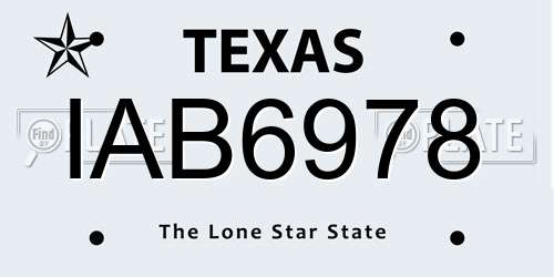 IAB6978 Texas License Plate