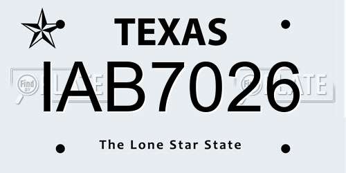 IAB7026 Texas License Plate