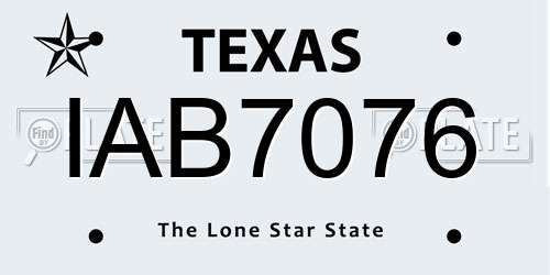 IAB7076 Texas License Plate