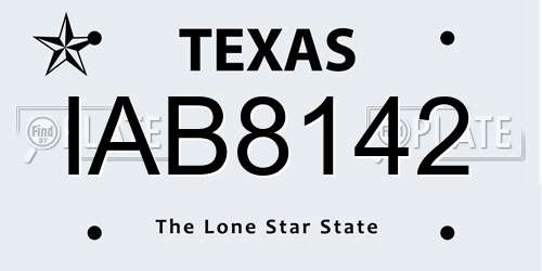 IAB8142 Texas License Plate