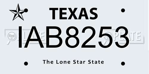 IAB8253 Texas License Plate