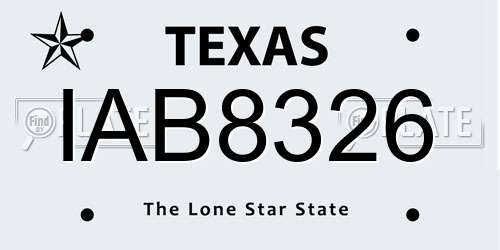 IAB8326 Texas License Plate