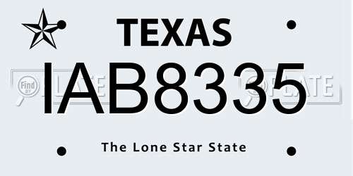 IAB8335 Texas License Plate
