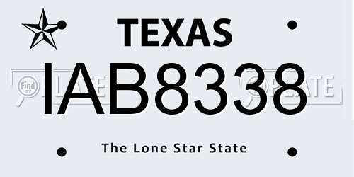 IAB8338 Texas License Plate