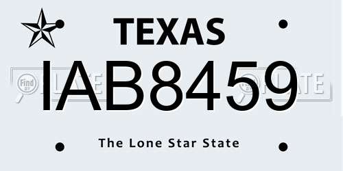 IAB8459 Texas License Plate
