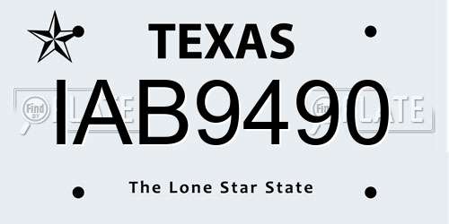 IAB9490 Texas License Plate