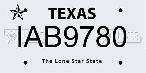IAB9780 Texas License Plate