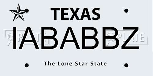IABABBZ Texas License Plate