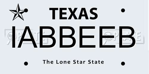 IABBEEB Texas License Plate