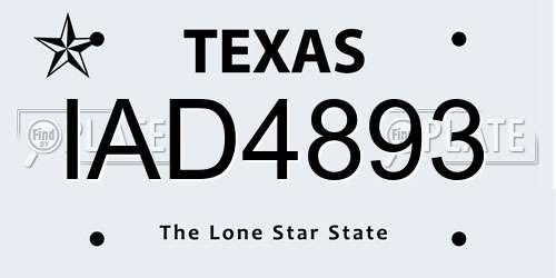 IAD4893 Texas License Plate