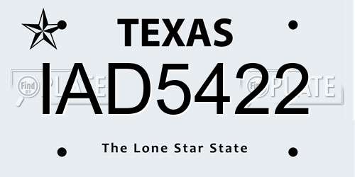 IAD5422 Texas License Plate