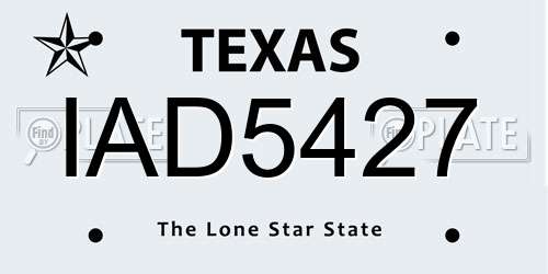 IAD5427 Texas License Plate